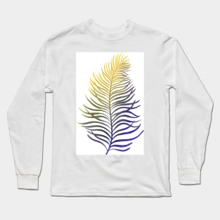 Summer tropical palm leaf watercolor print, purple yellow Long Sleeve T-Shirt